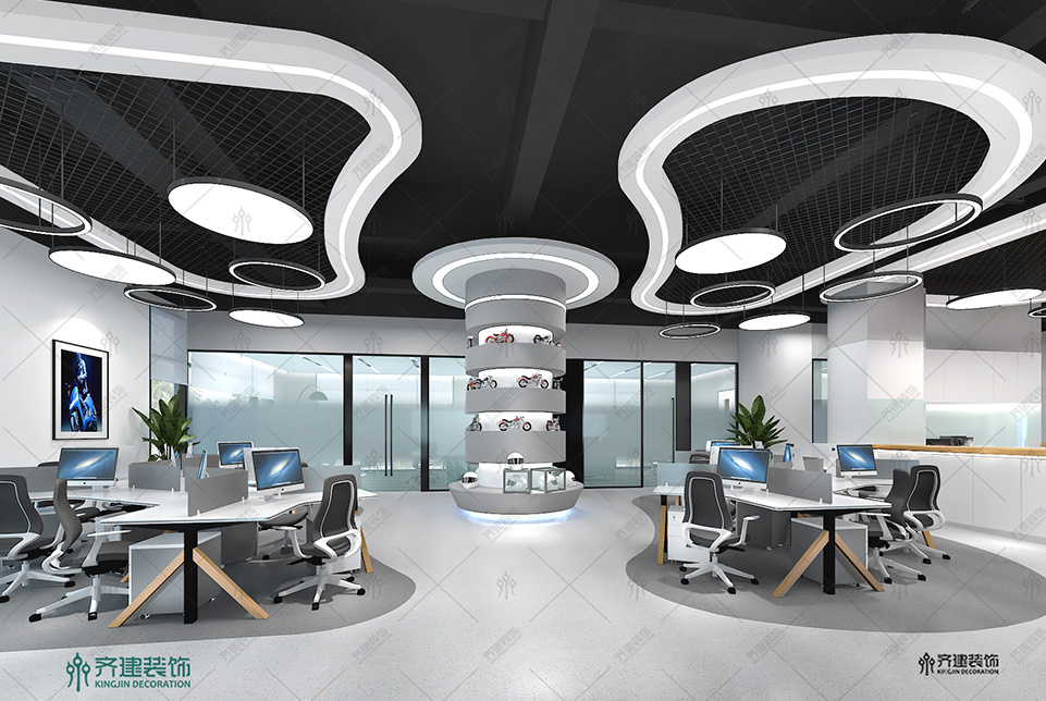 上海湯泉國(guó)際大廈開放辦公區(qū)裝修設(shè)計(jì)效果圖2