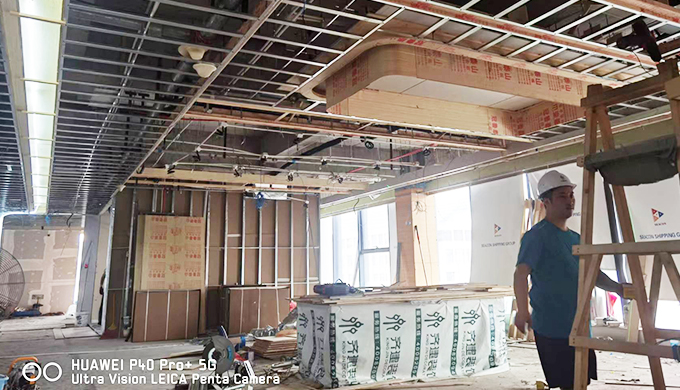 上海徐匯漕河涇錦和中心辦公室裝修現場遠景拍攝